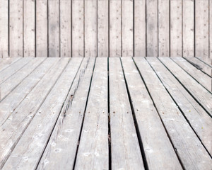 Background, old gray wooden planks, room with horizontal and vertical plane.