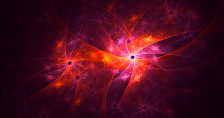3D rendering abstract red fractal light background