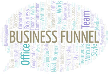 Business Funnel word cloud. Collage made with text only.