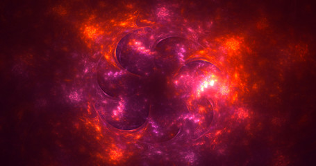 3D rendering abstract red fractal light background