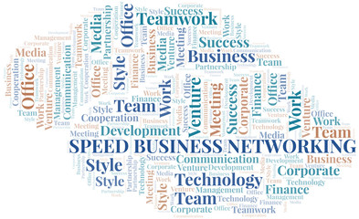 Obraz premium Speed Business Networking word cloud. Collage made with text only.