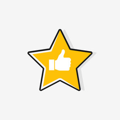 Star rating status with thumbs up. Modern flat style vector illustration