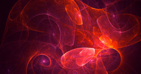3D rendering abstract red fractal light background