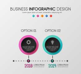 Colourful infographic with 2 options. Timeline. Vector