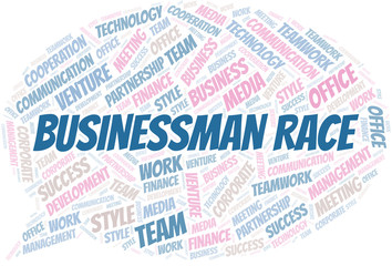 Fototapeta premium Businessman Race word cloud. Collage made with text only.