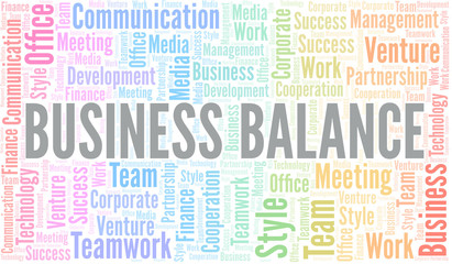 Fototapeta premium Business Balance word cloud. Collage made with text only.