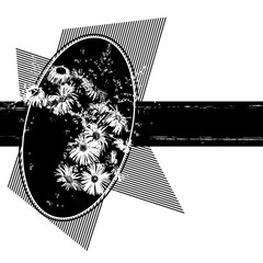 floral vector background with bunch of flowers in black and white colors