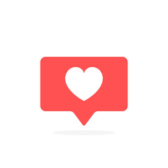 Like notifications, heart icon in rounded square pin. Modern flat style vector illustration
