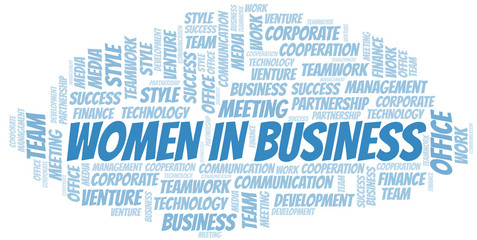 Obraz premium Women In Business word cloud. Collage made with text only.