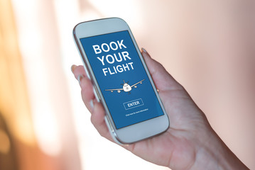 Flight booking concept on a smartphone