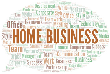 Obraz premium Home Business word cloud. Collage made with text only.