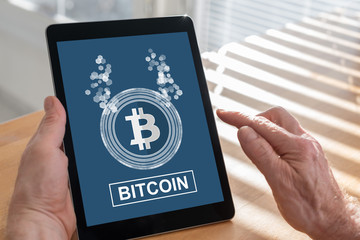 Bitcoin concept on a tablet