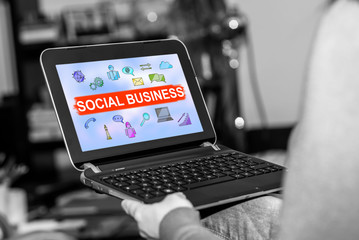 Social business concept on a tablet