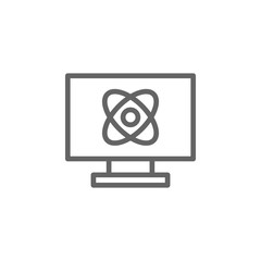 Computer, atom icon. Element of bio engineering illustration. Thin line icon for website design and development, app development. Premium icon