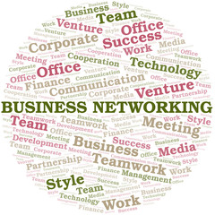 Business Networking word cloud. Collage made with text only.