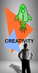 Creativity concept watched by a businessman