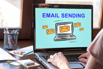 Email sending concept on a laptop screen