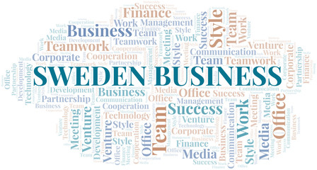 Fototapeta premium Sweden Business word cloud. Collage made with text only.