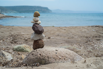 Fototapeta na wymiar Pile of rocks on the beach