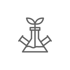 Flask, plant icon. Element of bio engineering illustration. Thin line icon for website design and development, app development. Premium icon