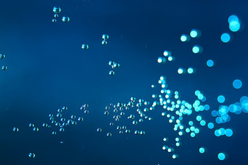 air bubbles in water macro background / blue background abstract bubbles in water