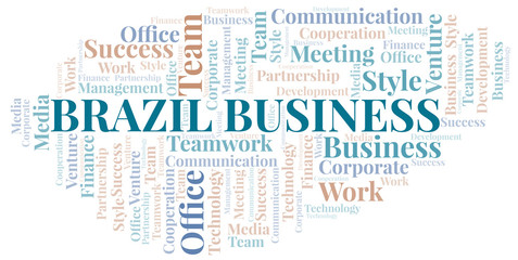 Obraz premium Brazil Business word cloud. Collage made with text only.