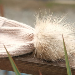 Close shot of cold weather winter handmade knitting clothes