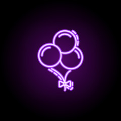 Balloons dusk style neon icon. Elements of birthday set. Simple icon for websites, web design, mobile app, info graphics