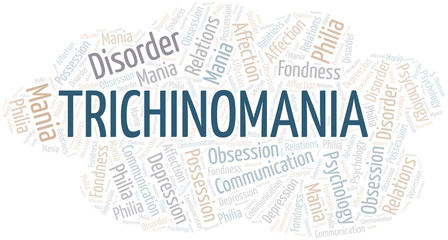 Fototapeta premium Trichinomania word cloud. Type of mania, made with text only.