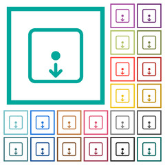 Move object down flat color icons with quadrant frames