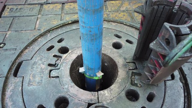 Test casing cutter on the rig floor of the oil rig