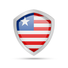 Shield with Liberia flag on white background.