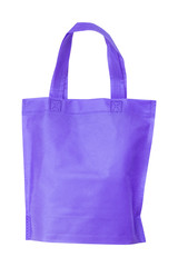 purple spunbond bag with carrying handle isolated on white background