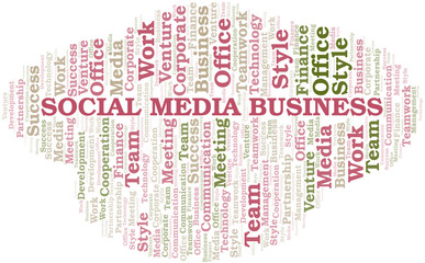 Fototapeta na wymiar Social Media Business word cloud. Collage made with text only.
