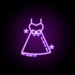 Holiday dress dusk style neon icon. Elements of birthday set. Simple icon for websites, web design, mobile app, info graphics