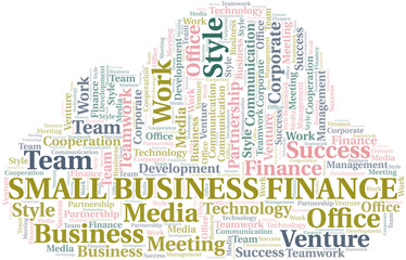 Obraz premium Small Business Finance word cloud. Collage made with text only.