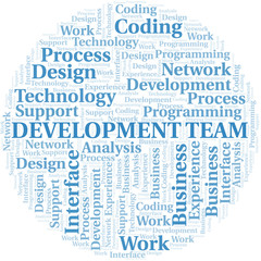 Fototapeta premium Development Team word cloud. Wordcloud made with text only.
