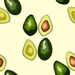 Fresh avocado hand draw seamless pattern.Natural and healthy nutrition. Organic food.