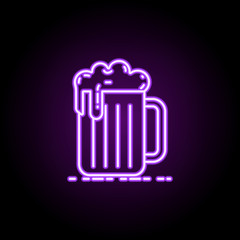 Mug of beer dusk style neon icon. Elements of birthday set. Simple icon for websites, web design, mobile app, info graphics