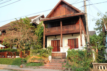 street and building in luang prabang (laos) 
