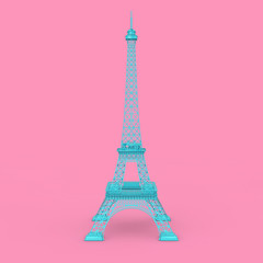 Fototapeta na wymiar Paris Blue Eiffel Tower Statue. 3d Rendering