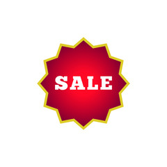 Free sale round label in flat design. Vector illustration. Red round sale sticker on white background.