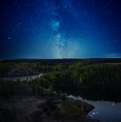 beautiful night landscape, the Milky Way, the stars and the lake
