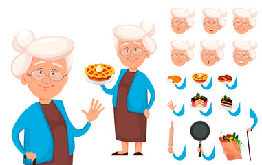 Grandmother cartoon character creation set