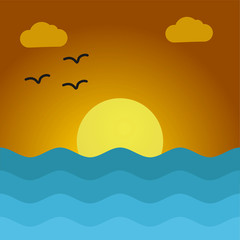 sunset nature flat icon. vector illustration logo. isolated on white background