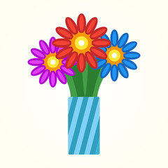 flowers in a vase flat icon. vector illustration logo. isolated on white background