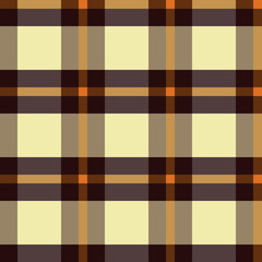 Simple, shades of brown with yellow/orange tartan plaid checkered pattern for fabric/textile