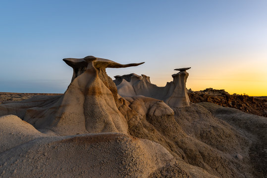 The Wings rock formation at sunrise, Bisti/De-Na-Zin Wilderness Area, New Mexico, USA