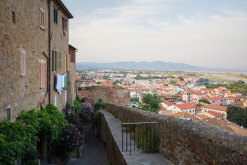 Castle in Castigliano Della Pescaia, Italy, view to the town