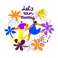 Romantic quote with abstract pattern flat drawing